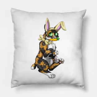 Bobtail BunnyCat: Tortoiseshell (Yellow) Pillow