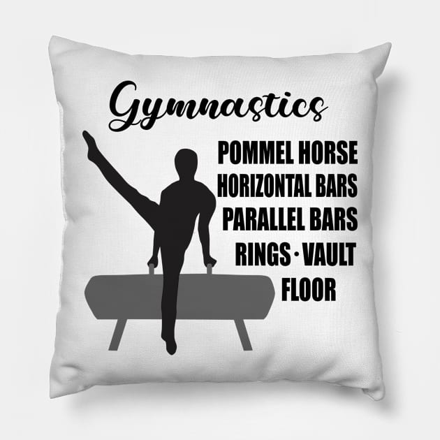 Men’s Boys Gymnastics Events Pillow by Gsallicat