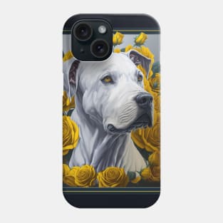 Dogo argentinian yellow roses 2 Phone Case