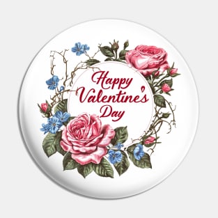 Realistic Green Vine: Happy Valentine's Day T-Shirt Pin