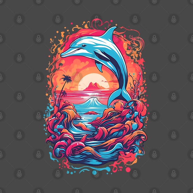 Beautiful Retro Dolphin Color Splash Design by TF Brands