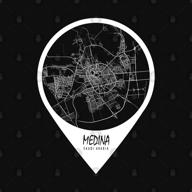 Medina, Saudi Arabia City Map - Travel Pin by deMAP Studio