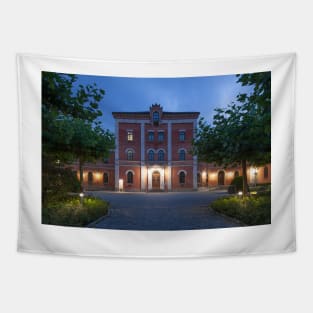 City Hall at dusk , Rosenheim, Upper Bavaria, Bavaria, Germany Tapestry