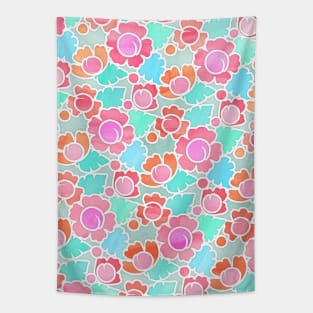 Pastel Tropical Floral Pattern Design with watercolor texture Tapestry