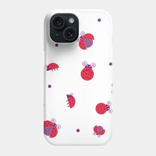 Red ladybugs and purple dots Phone Case