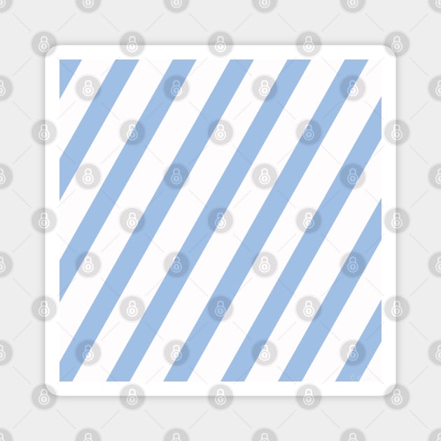 White Blue Diagonal Stripes Magnet by mareescatharsis