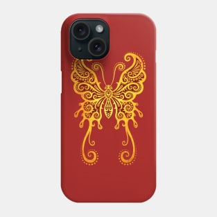 Intricate Red and Yellow Vintage Tribal Butterfly Phone Case