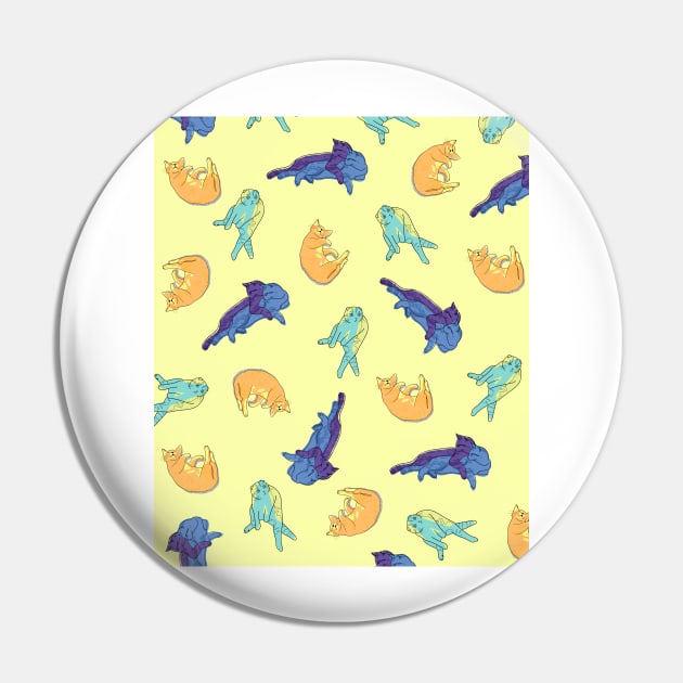 Cats Pattern - Baby Yellow Background Pin by ursoleite