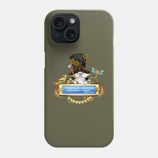 Steampunk gnome with but a dream quote from Poe Phone Case