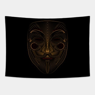 Gold Guy Fawkes Face Tapestry
