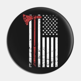 Viking Axe & American Flag Pin