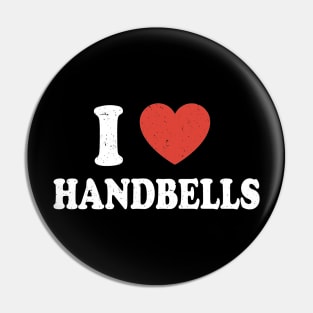 I Heart Handbells For Handbell Lovers Distressed Pin