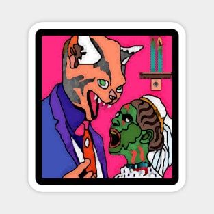 cat married zombie wife Magnet