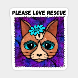 Please Love Rescue Cat Design In Patch-style Magnet