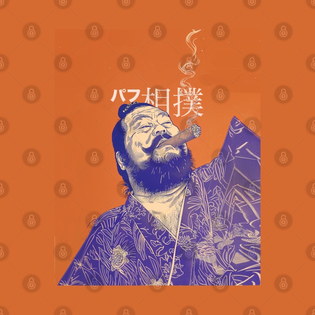 Puff Sumo in Japanese 2: Smoking a Fat Robusto Cigar on a Dark Background by Puff Sumo