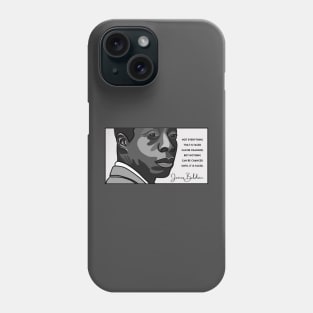 James Baldwin Quote: "Not everything that is faced can be changed..." Phone Case