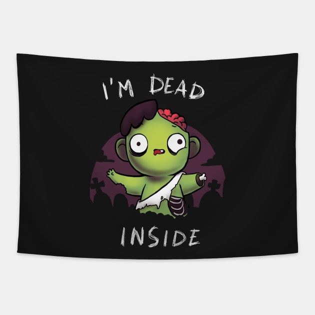 Dead inside - Funny Zombie Kid - Halloween Trick or Treat Tapestry by BlancaVidal