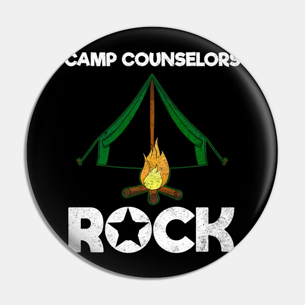 Camp Counselors Rock Camping Pin by Crazy Shirts