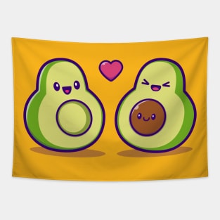 Cute Avocado Family Cartoon Tapestry