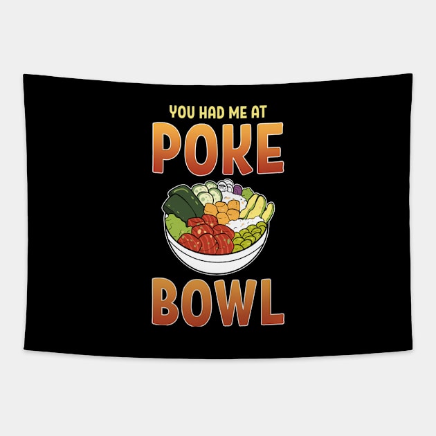 Poke Bowl Lover Hawaiian Sushi Anime Seafood Aloha Tapestry by amango