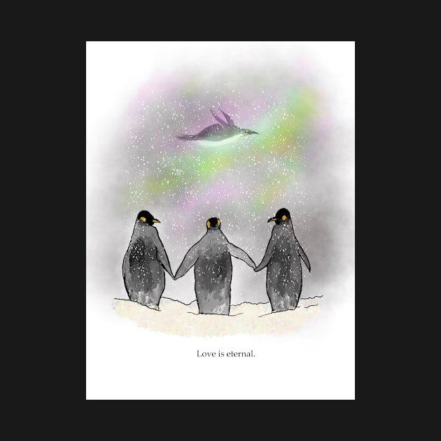 Love is eternal , penguin art, rainbow, spirit animal by Treasuredreams