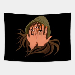 three eyed alien girl Tapestry