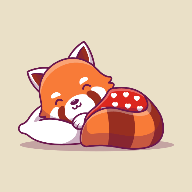 Cute Red Panda Sleeping With Pillow by Catalyst Labs