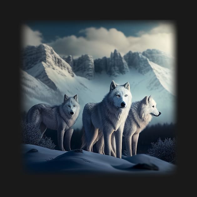 Wolves Wolf White Snow Mountains by bullquacky