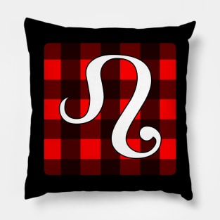 Leo Zodiac Horoscope Buffalo Plaid Square Monogram Pillow