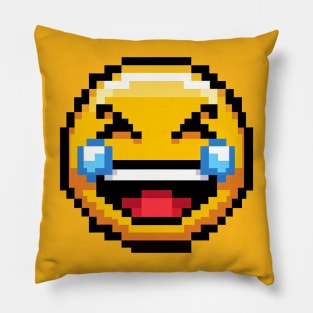 Crying Laughing Emoji Pixel Pillow