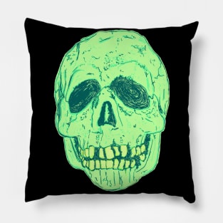 Silver Shamrock Skull (Neon Green) Pillow