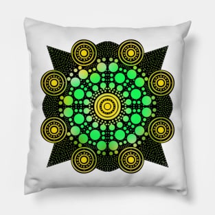 Symmetrical Mandala Green-Yellow Pillow