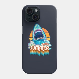 Hello Summer Retro Shark by Robert Phelps Phone Case