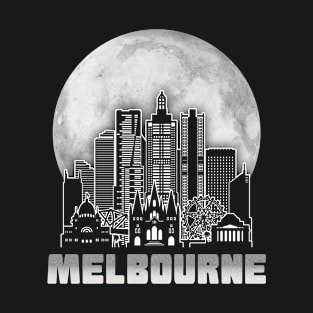 Melbourne Australia Skyline Full Moon T-Shirt