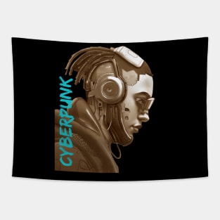 cyberpunk cyborg sepia golden Tapestry