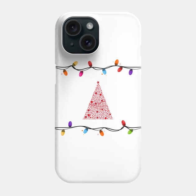 Colorful Christmas light bulb frame with made of red stars Christmas tree Phone Case by GULSENGUNEL