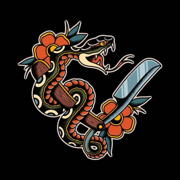 Snake & Straight Razor by Fredriktattooer X Mighty Things