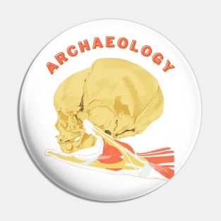 This is Archeology - Skull on Hand - Watercolor Art - Perfect Gift for Archaeologists Pin