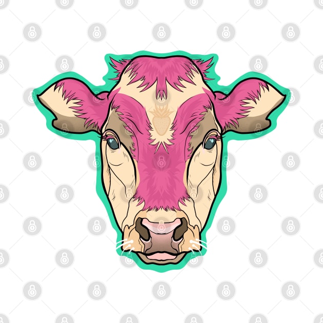 Strawberry cow symmetrical portrait style by illustratelaw