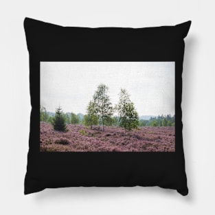 Heathland, morning mist, heather bloom, Niederhaverbeck Pillow