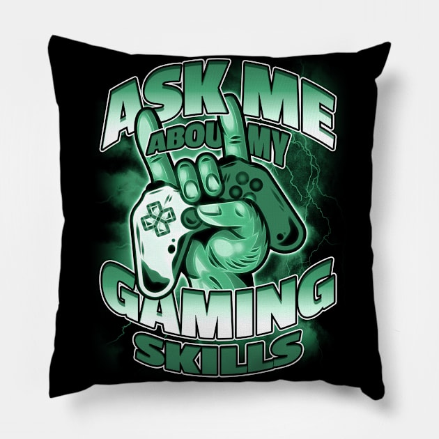 Retro Gaming Videogamer Outfit Vintage Oldschool Design Pillow by Keetano