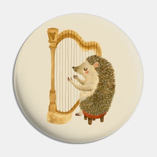 Hedgehog Harpist Pin