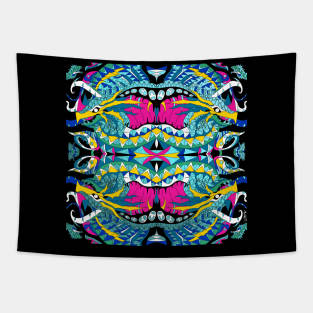 mad kraken kaiju animal pattern ecopop Tapestry