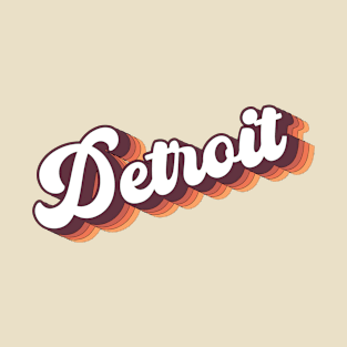 Retro Groovy 70s 3D Lettering Detroit T-Shirt