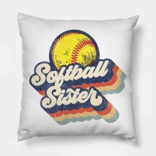 Retro Softball Sister Mother's Day Pillow