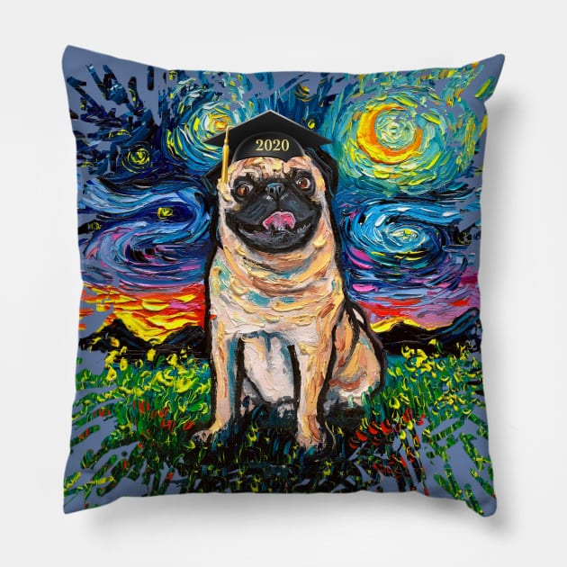 Happy Fawn Pug Night 2020 Graduation (splash version) T-Shirt Pillow by sagittariusgallery