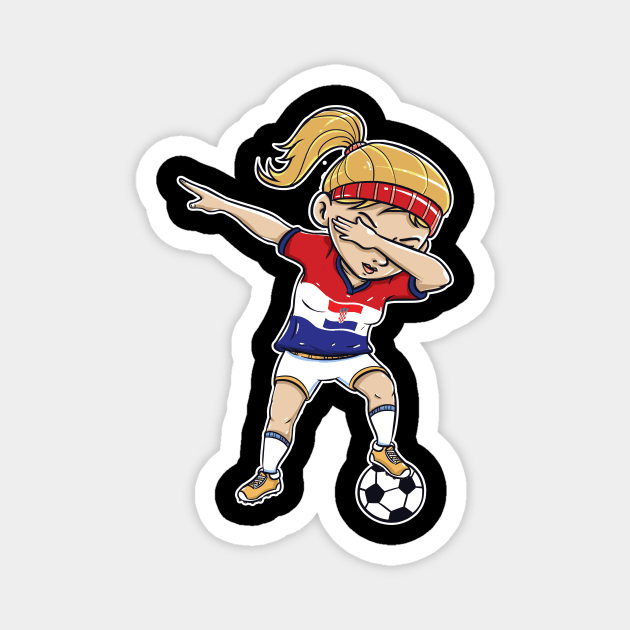 Dabbing Soccer Player Funny Croatia Fan T-Shirt girl Magnet by Pummli