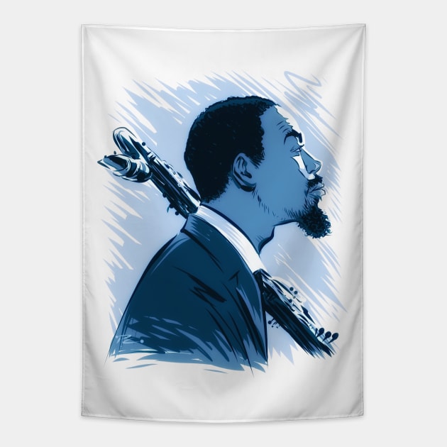 Eric Dolphy - An illustration by Paul Cemmick Tapestry by PLAYDIGITAL2020