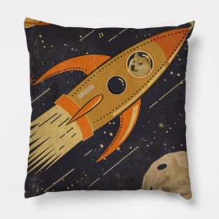 Shiba dog going to the moon. Pillow