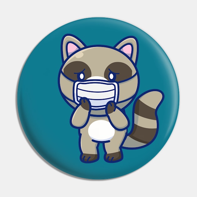 Cute Raccoon Wearing Mask Cartoon Pin by Catalyst Labs